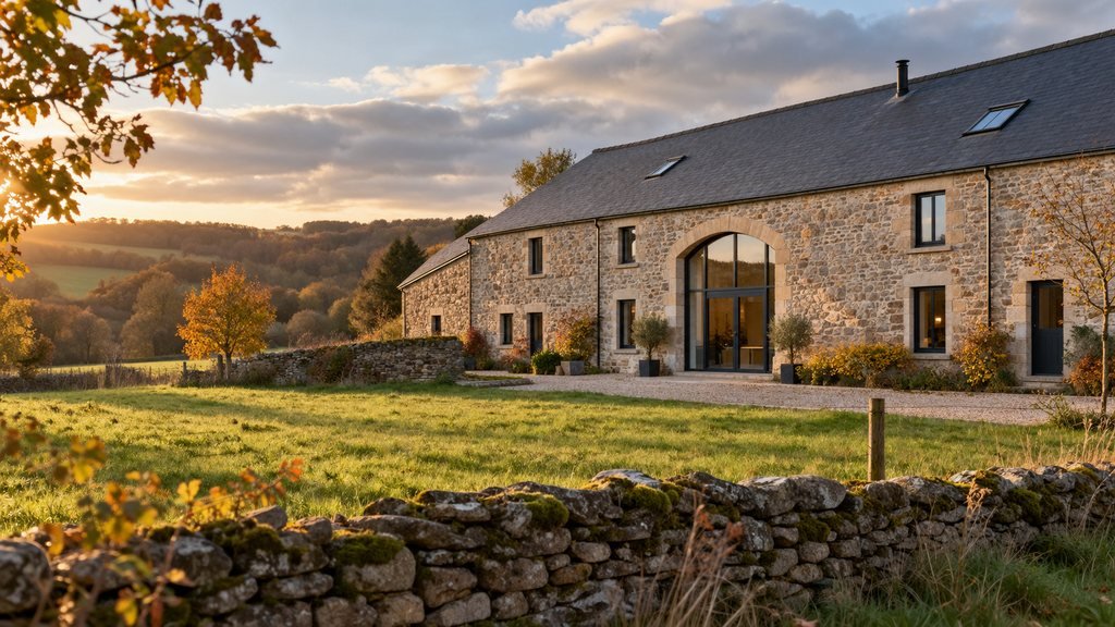 Corps de ferme ardennais en pierre reconverti en habitation
